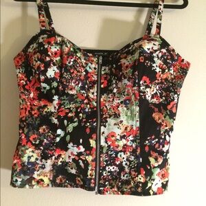 Front Zip Floral Top